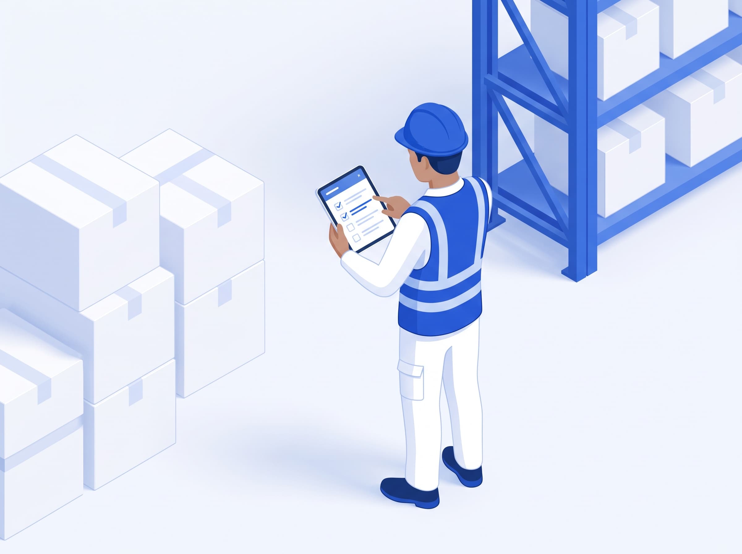 Illustration of a site inspector completing a checklist on a tablet